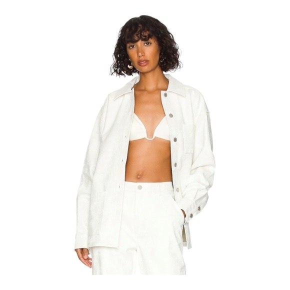 NEW AFRM Maeve Oversized Boyfriend Shacket  Jacket Shirt Vegan Python Embossed - Picture 1 of 9